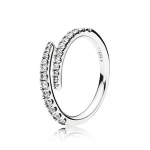 Clear CZ Diamond Shooting Star Ring Set Original Box för Pandora 925 Sterling Silver Women Girls Wedding Meteor Open Rings2110