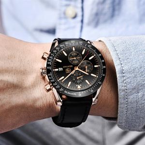 Titta på män Luxury Brand Benyar Mens Blue Watches Silicone Band Wrist Watches Men's Chronograph Watch Man Relogio Masculino2457