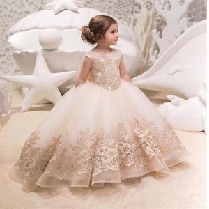 2022 Champagen Princess Glitz Ball Gown Abiti da spettacolo per bambine Fucsia Little Baby Camo Flower Girl Dress con perline BC0063 331T