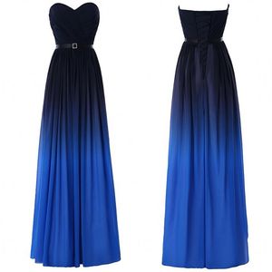 Fashion Gradient Ombre Prom Dresses Sweetheart Black Blue Chiffon New Women Evening Formal Gown 2020 Long Party Dress Red Carpet189K