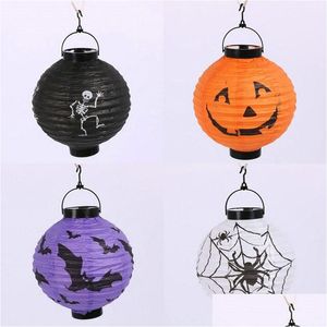 Party Decoration Festive Event Halloween Led Paper Pumpkin Ghost Hanging Lantern Light Holiday Decor Xb1 Drop Delivery Home Garden Su Dhi0P