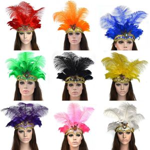 Headwear Hair Accessories Peacock barn vuxna Band Halloween Carnival Feather Headdress 230721