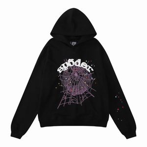 SPIDER Hoodie SP5DER 555555 Bluza Męskie Women Wysokiej jakości Anioła Number Puff Cinger Graphic Spider Blushirts Dooklothing Black