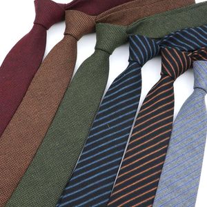 Bow Ties Men's Tie Fashion Wool Cotton Striped Skinny 6cm Narrow Slim Cravate For Men Casual Wedding Business Neckties Gravatas Gift