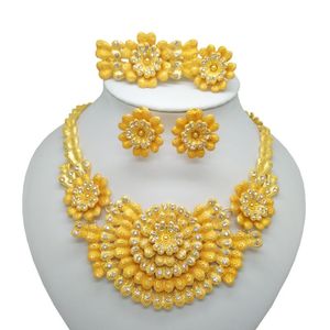 Ringar Fashion Kingdom Ma smycken Set African Bride Jewelry Set Gold Color Necklace Earring Ring Smyckesgåvor