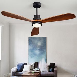 Chandeliers High Quality Wooden Ceiling Fans Bedroom 220v LED Fan Wood With Lights Remote Control Ventilador De Teto