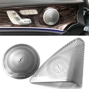 För Mercedes Benz New C Class W205 2015-2017 Bilstyling rostfritt stål Bildörr Audiohögtalare Dekorativ täcktrim 3D-klistermärke226e