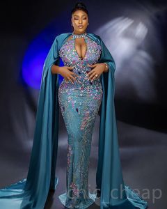 2023 ASO EBI Mermaid Luxurious Prom Dress Beaded Crystals Evening Formal Party Second Reception Födelsedagsengagemang Klänningar Klänningar Robe de Soiree ZJ755