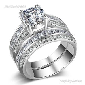 Blingbling VVS Moissanite Wedding Ring Band 100% 925 Sterling Pierścień Srebrny Pierścienie Wypatrzony 18 -karat