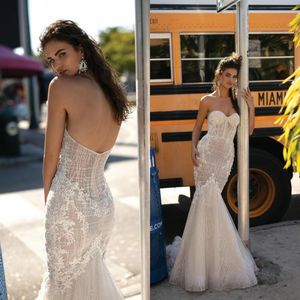 2019 Betra Pizzo Abiti da sposa a sirena Sweetheart Pizzo Appliqued Sweep Train Abiti da sposa da sposa robe de mariee220k