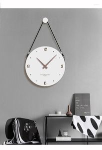 Relógios de parede Relógio Nórdico Sala de Estar Doméstica Extremamente Simples Moderno Pendurado Livre Perfuração Moda Criativa Mudo Log
