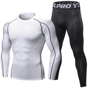 Conjuntos de corrida Fatos de compressão de 2 peças Conjunto de roupas masculinas de secagem rápida Calças esportivas Jogging Academia Workout Agasalho fitness Clothin300A