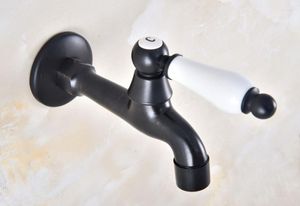 Bathroom Sink Faucets Black Brass Single Hole Wall Mount Basin Kitchen Faucet Cold Outrood Garden Bibcock Mop Pool Taps 2av338