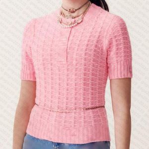 23 Summer Women's Designer Tee Designer Tops With Letter Buttons T Shirt Girls Milan Runway Crop Tops Brand Jersey Wool Short Sleeve Designer Pullover Shirt Outwear