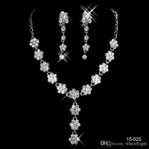 Cheap Bridal Jewelry Charming Alloy Plated Rhinestones Pearls Crystal Jewelry Set for Wedding Bride Bridesmaid In 15204A