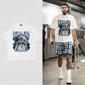Designer modekläder hiphop tees rock tshirts amerikanska trendiga märke lös tryckt ren bomull kortärmad tshirt för män hiphop stilig och mångsidig summ