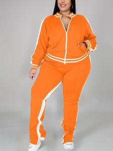 Fatos de Treino Femininos Plus Size Roupas 5XL Calças de Manga Comprida Cor Sólida Característica Casual Esportes Feminino Terno Grande 230721