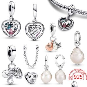 Charms 925 Sterling Sier Pearl Pendant för Pandora -armband och halsband Enkla damer smycken mode tillbehör gåvor släpp deli dhvay