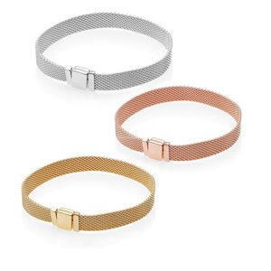 Mens 18k gula guldreflexioner Handkedjan armband originallåda för pandora rosguld 925 silverarmband för män kvinnor193f