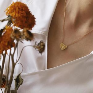 Hänge halsband geometrisk strålning hjärta rostfritt stål vintage mode halsband charm 18k guldplätering smycken bijoux
