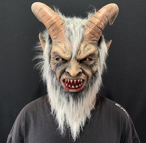 Party Masks Halloween Costume Lucifer Mask Cosplay Latex Scary Demon Devil Movie Horrible Horn Mask Vuxna rekvisita