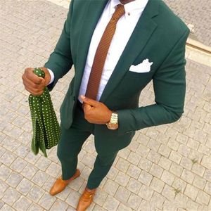 Green Man Business Blazer Abiti da uomo per smoking da sposo da sposa Risvolto con risvolto Slim Fit Terno Masculino Costume Homme Cappotto 2 pezzi Pa305C