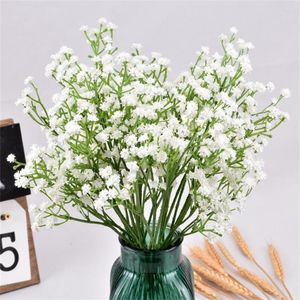 Flores decorativas artificiais Gypsophila branco bebê respiração flor de plástico falso ramo floral para festa de casamento vaso de mesa decoração