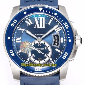 Tw f5 wersja kaliber de WSCA0011 CAL 1904-PS MC Automatyczne niebieskie datę Dial Dial Luminous Mens Watch Ceramic Rumel Guma Sport 309U