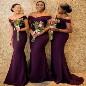 African 2020 New Satin Off The Shoulder Mermaid Bridesmaid Dresses Maid of Honer Dress Back Zipper Wedding Guest Gowns286B