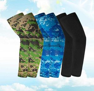 Komprimering Camo Outdoor Sports Arm Warmers som kör cykel Vandring Taktisk CS Airsoft Army Protective Arms ärmar Basket Golf Driving Cuff Covers