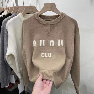 Crew Neck Pullover Women Autumn and Winter Lazy New Fashion Trend Letter Short Hoodie Sweater Knit Retro Bottom Shirt Top 877