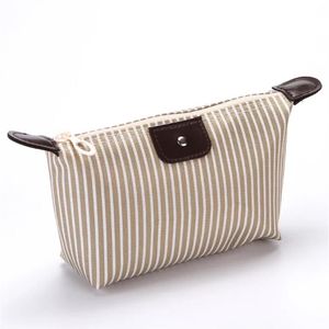 HOLESAEL Billiga randiga Whol Nylon Travel Cosmetic Bag Small Make-Up Travel Custom Lady Eco-vänlig kosmetisk väska267f