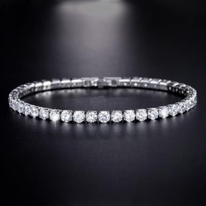 Модные кристаллы женщины браслеты ювелирные изделия 925 Серебряные серебряные теннисные сети