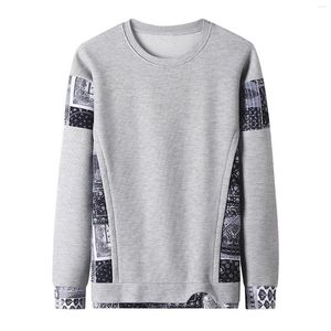 Moletom Masculino Moletom Sem Capuz Masculino Outono Inverno Moda Étnica Paisley Estampado Cor Decote Redondo Solto Roupas Esportivas O-Neck