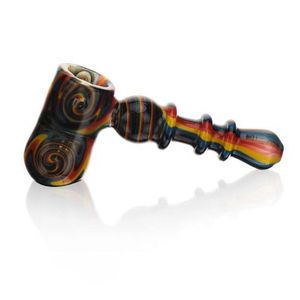 Senaste färgglada Hammer Style Wig Wag Heady Thick Glass Pipes Portable Torra Herb Tobacco Filter Spoon Bowl Reting Bong Holder Handpipes Easy Clean Hand Tube