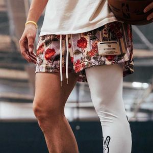 Designer de roupas casuais de moda curta Estilo americano Ryoko Rain Moda masculina e feminina Casual Mesh Secagem rápida Grande Comprimento do joelho Shorts de basquete de três vias