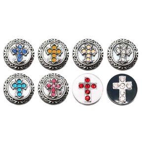 Cały Crystal Cross 042 Rhinestones Metal Snap Buttons Dopasuj 12 mm Snap Button Branselets Kolczyki Naszyjnik dla kobiet283R