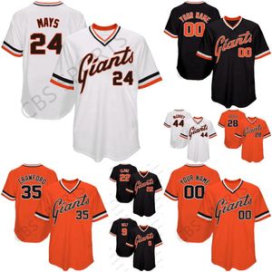 Giants Throwback 28 Buster Posey Jerseys SF 35 Crawford Brandon Belt Will Clark Willie Mays Willie McCovey Mens Kids Womens orange black white baseball jerseys