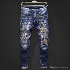 Men's 2021 top luxury designer jeans tight classic diesel car Square jeans rock Renaissance men's jeans rock revival bik2618
