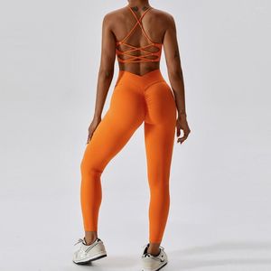 Conjunto de calças femininas de duas peças sexy sem costas para academia, agasalho push-up, preto e branco, terno esportivo para fitness, ioga, treino