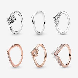 Anéis inteligentes 2022 100 pratas esterlinas formato de coração feminino noivado e ouro rosa pandora moda joias anel de entrega direta dhdeb