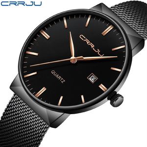 Crrju New Ultra-Thin Men Watches Steel Mesh Strap Brand Quartz腕時計