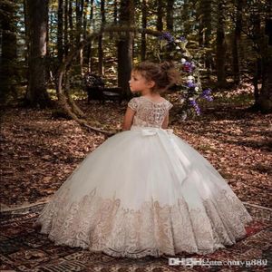Flower Girl Dresses Birthday Look Off Shoulder Applique Ball Gown Girls Pageant Dress Custom Made278C