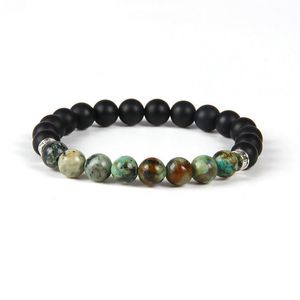 Nya mönster Summer Armband Hela 10st Lot 8mm Matte Agate Stone med afrikanska turkospärlor armband334r