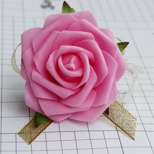 8 cm Handgelenk Blume Rose Seidenband Braut Corsage Hand dekoratives Armband Armband Brautjungfer Vorhang Band Clip Bouquet G11301862