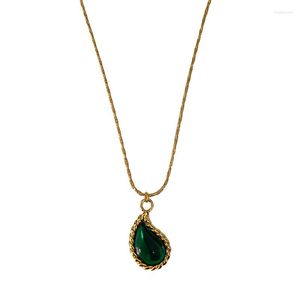 Pendant Necklaces LONDANY Necklace 22 Years Summer Green Water Drop Women Brass Chocker