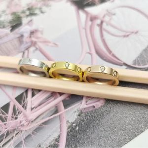 Zircão casal anel feminino 5mm aço inoxidável polido rosa ouro moda jóias presente do dia dos namorados para namorada acessórios atacado novo