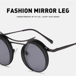 Sonnenbrille 2PCS Retro Runde Steampunk Metallrahmen Farbe Gläser Shades UV-Schutz Brillen Zubehör