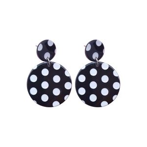 Stud Fashion Design Black And White Polka Dots Acrylic Rec Heart Round Shape Elegant Earring Gift Drop Delivery Jewelry Earrings Dhd6L