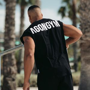 Erkek tank üstleri vücut geliştirme spor tankı üstleri erkek spor salonları fitness egzersiz kolsuz gömlek erkek stringer singlet yaz gündelik gevşek faniller 230721